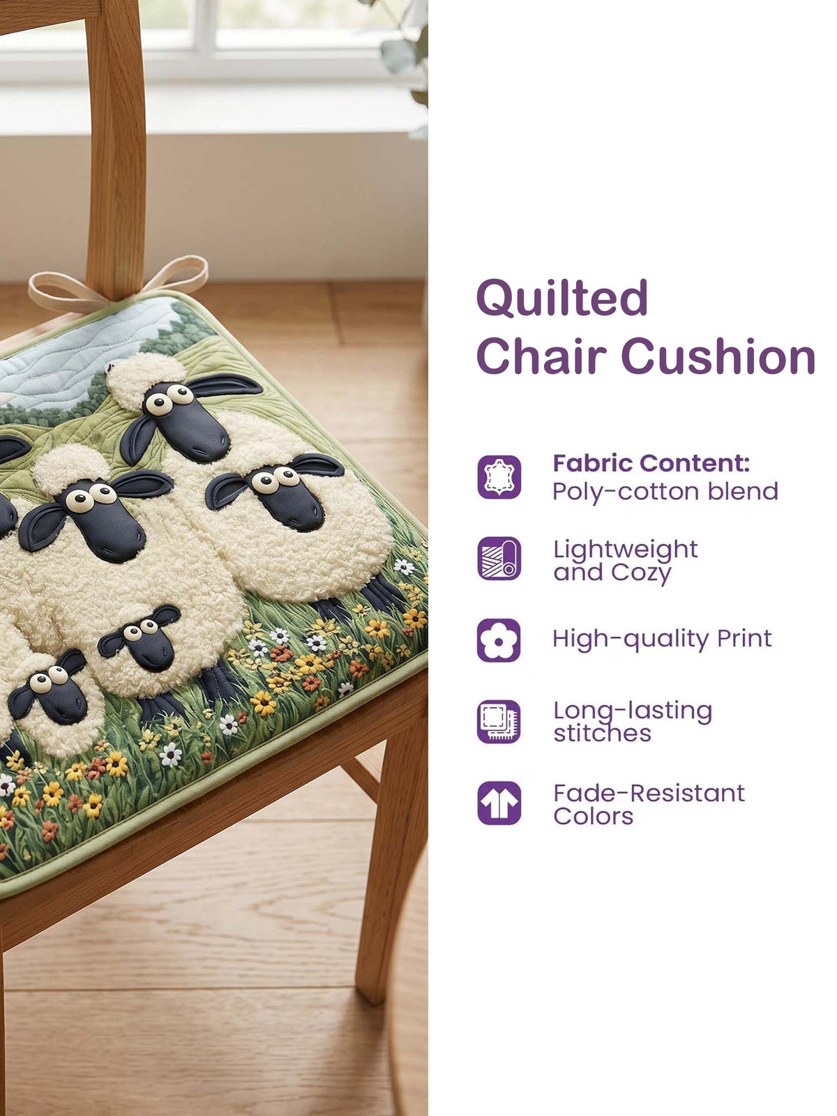 Little Sheep Quilted Chair Cushion