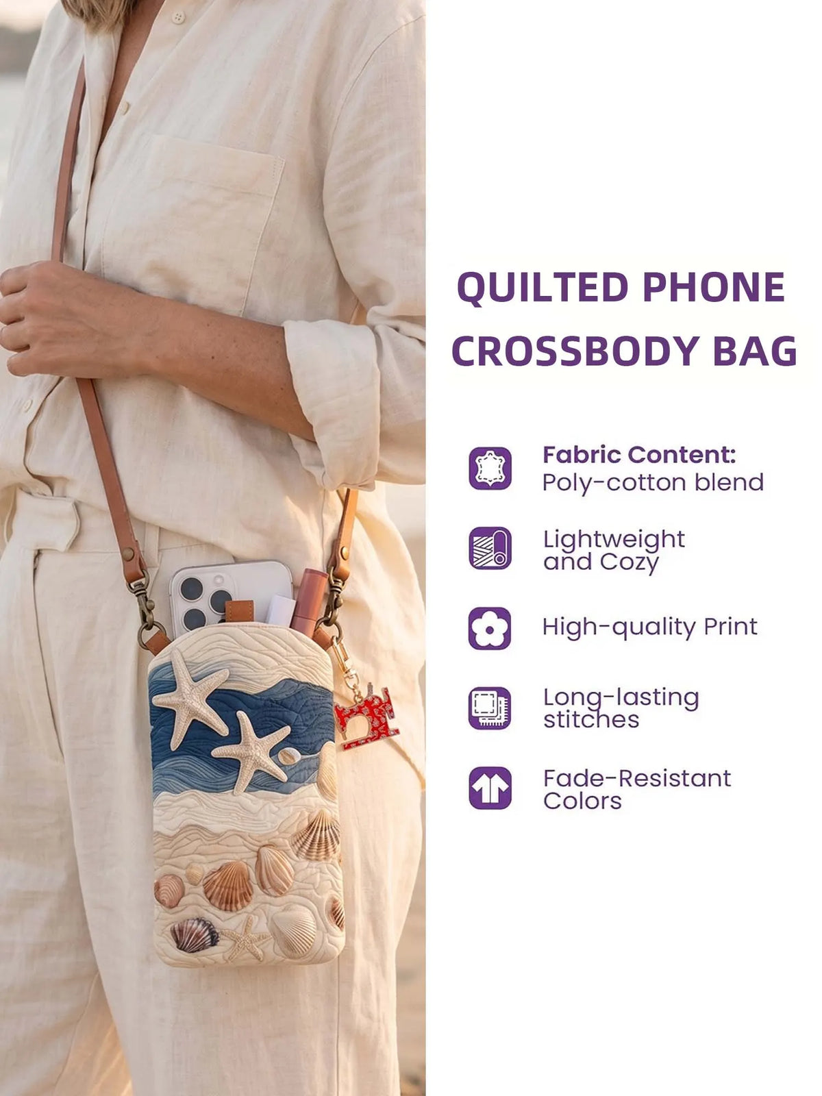Cute Sheep Quilted Slim Phone Crossbody Bag