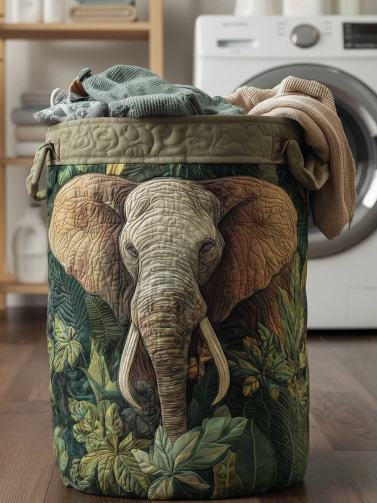 Majestic Elephant Quilted Laundry Basket