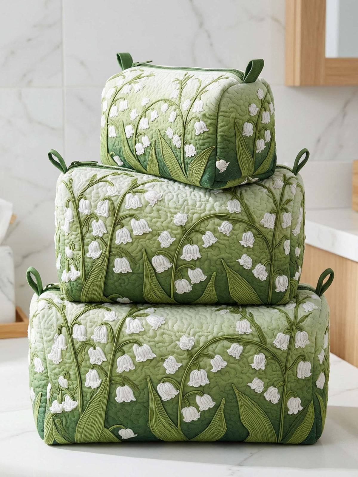 Lily of the Valley Cotton Quilted Cosmetic Bag
