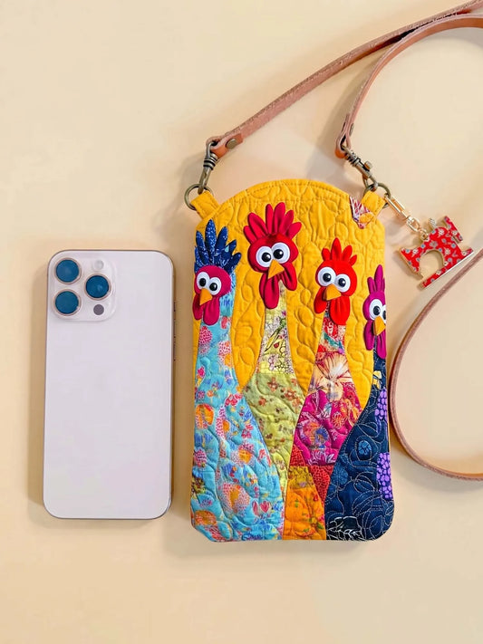 Funny Chick Quilted Slim Phone Crossbody Bag