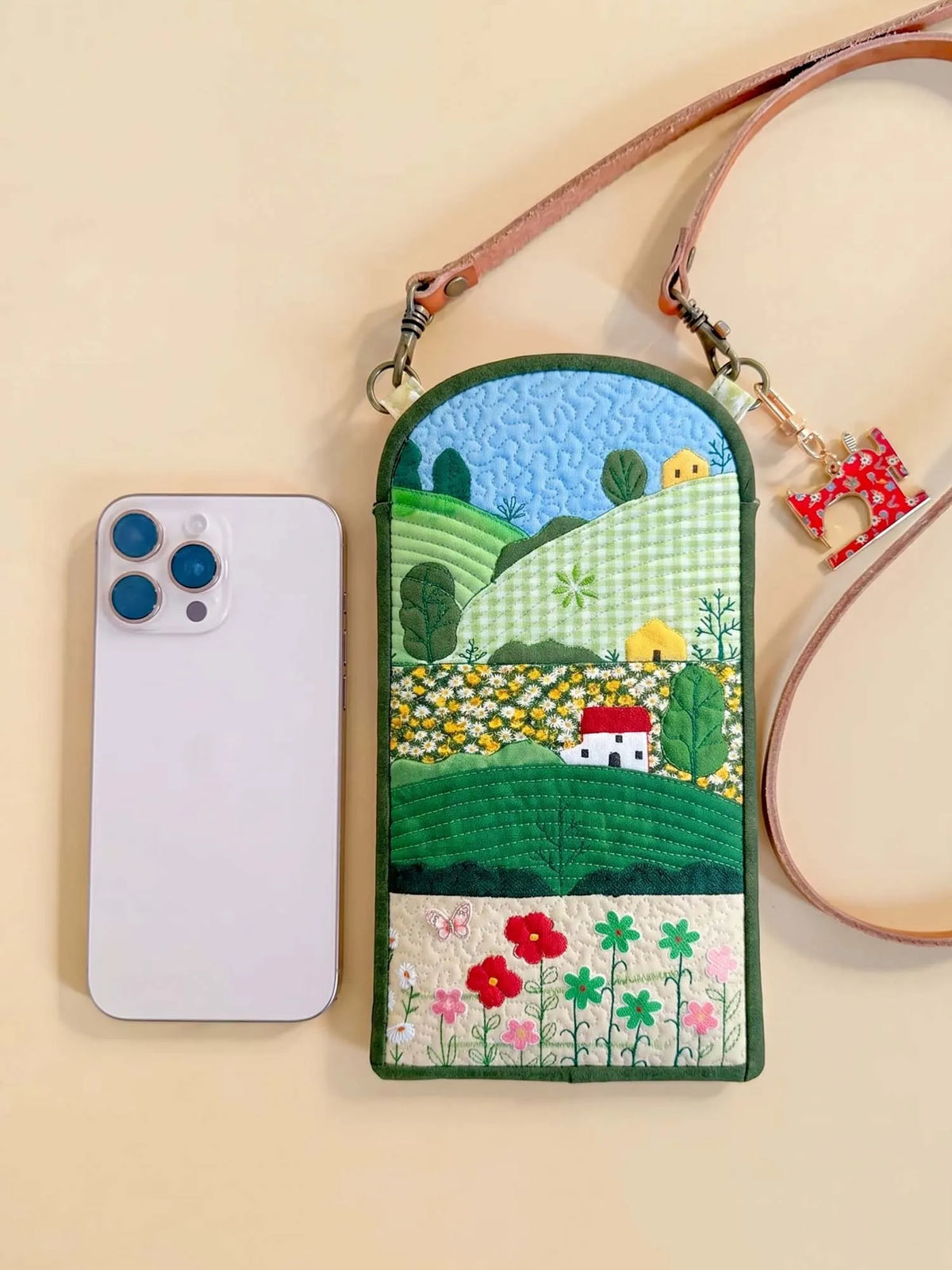 Flamingo Quilted Slim Phone Crossbody Bag Style B