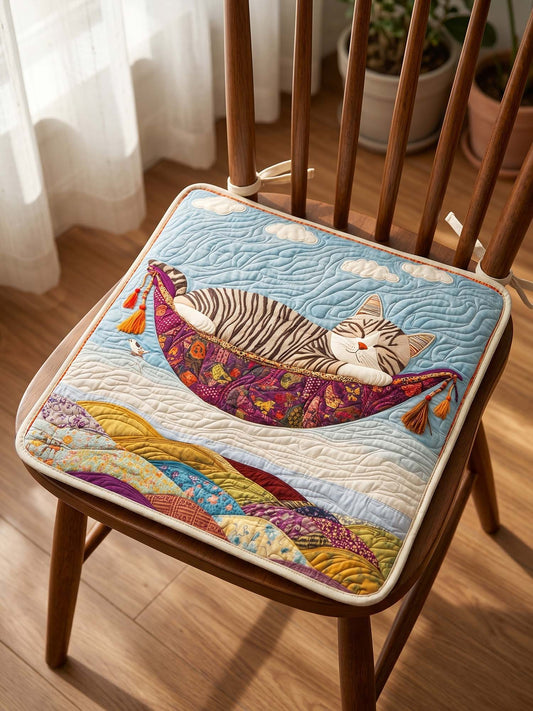 Sleeping Cat Quilted Chair Cushion