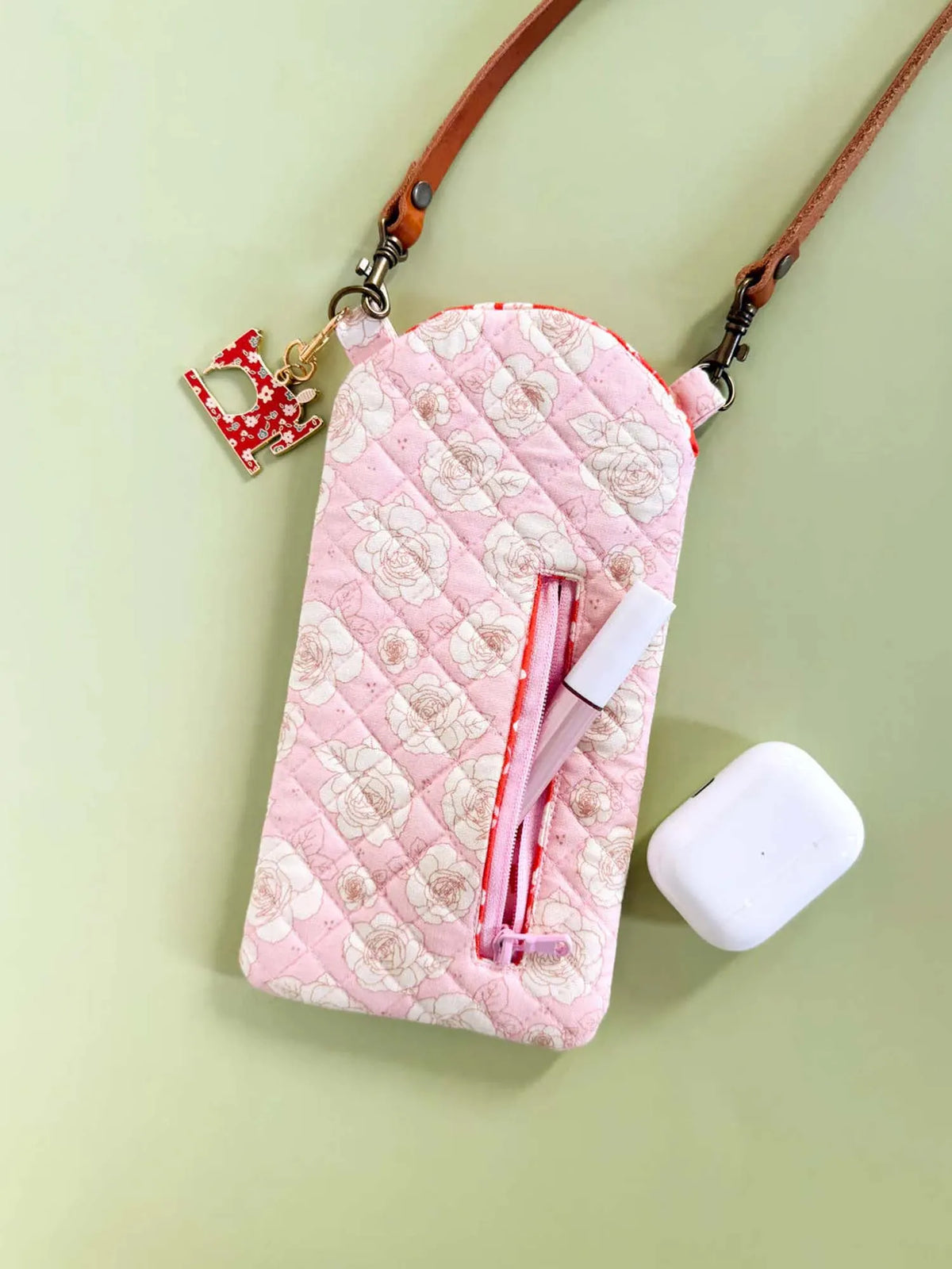 The Tree And Sheep Quilted Slim Phone Crossbody Bag
