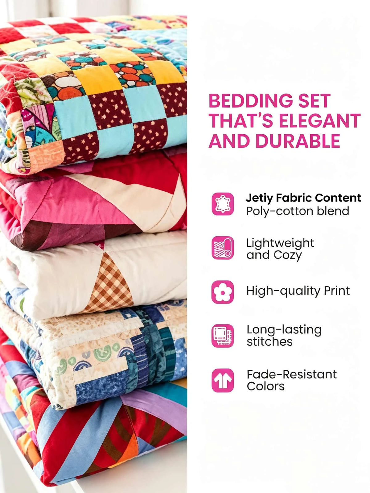 Wildflower Books 3‐Piece Quilted Bedding Set