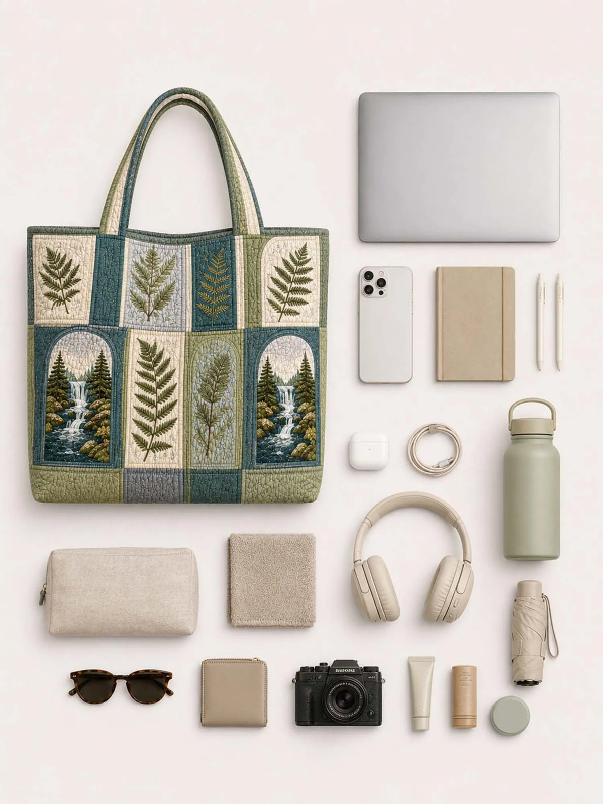Pacific Northwest Forest  Quilted Tote Bag