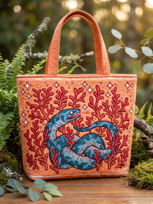Seaweed And Snake Quilted Tote Bag