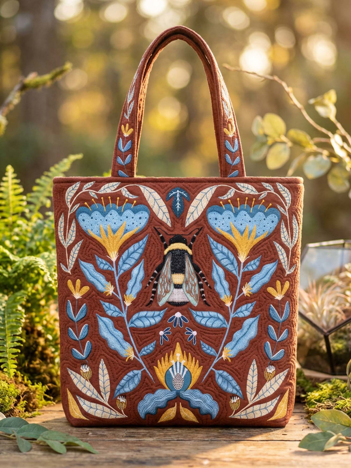 Bees And Flowers Quilted Tote Bag