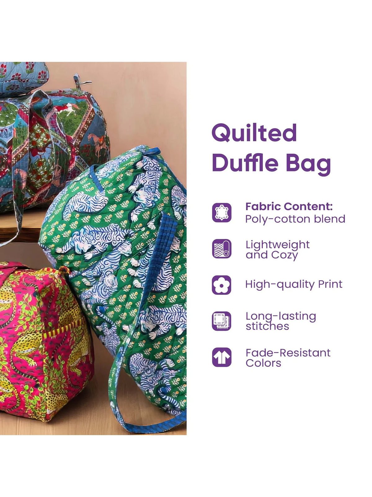 Tropical Beach Quilted Duffle Bag