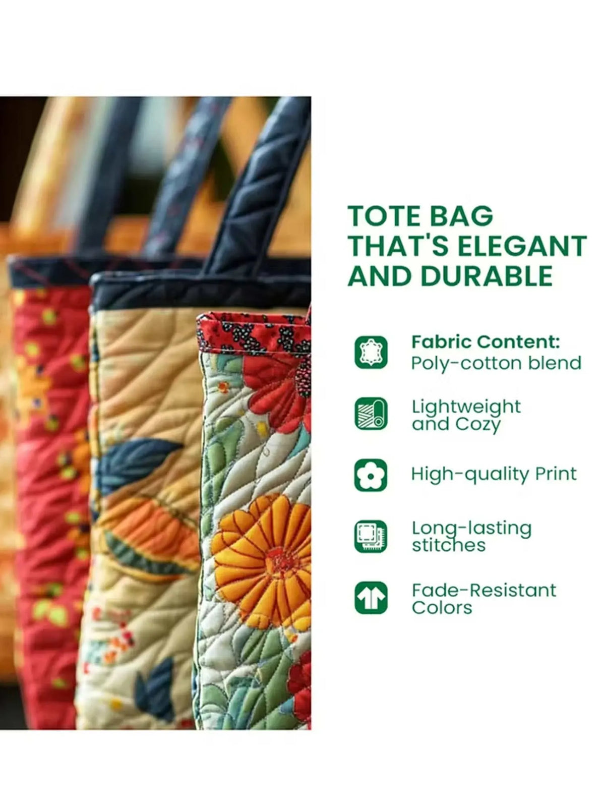 Autumn Maple Leaves Patchwork Quilted Tote Bag