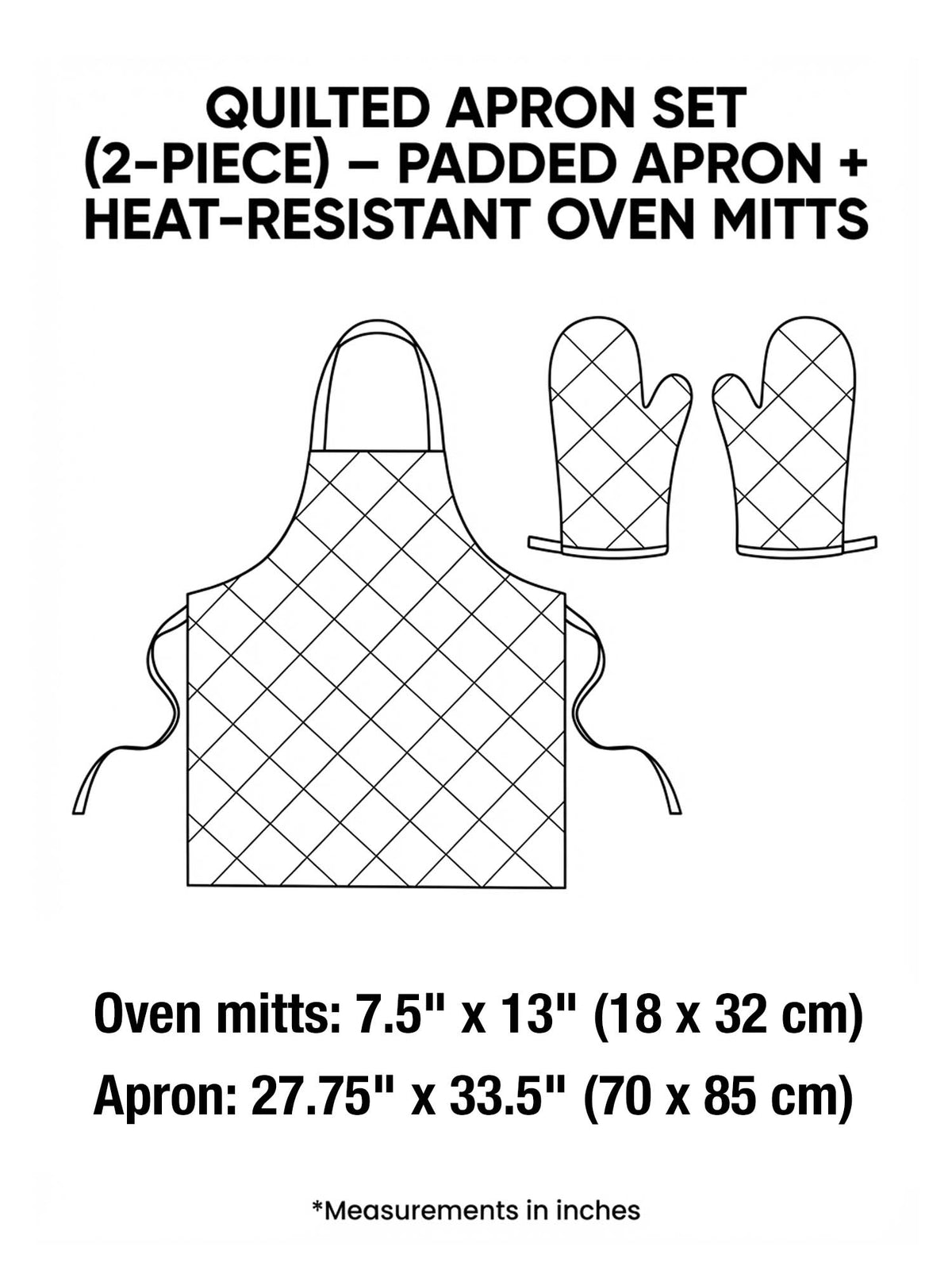 Flamingo Quilted Apron Set (2-Piece) – Padded Apron + Heat-Resistant Oven Mitts