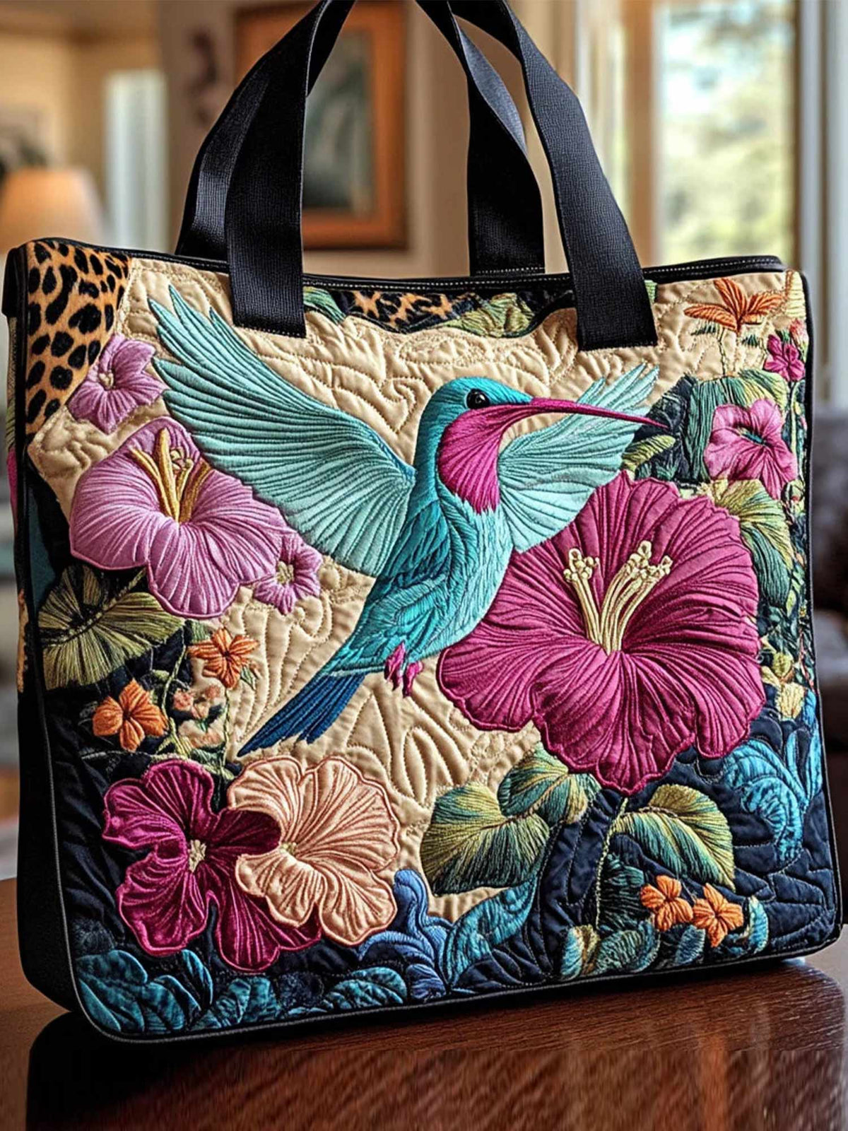 Hummingbird Garden Quilted Tote Bag