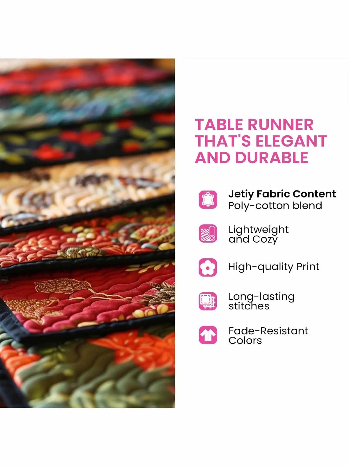 Crimson Heartloom Quilted Table Runner