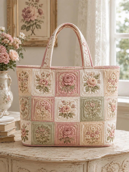 Cottagecore Floral Quilted Tote Bag