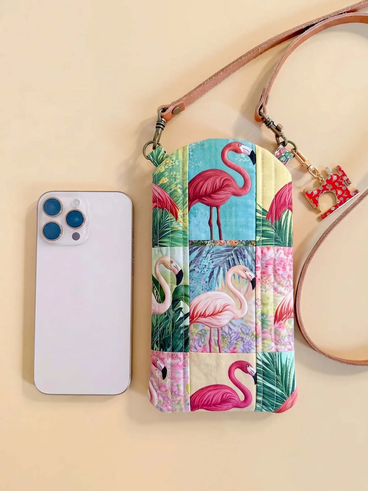 Flamingo Quilted Slim Phone Crossbody Bag Style A