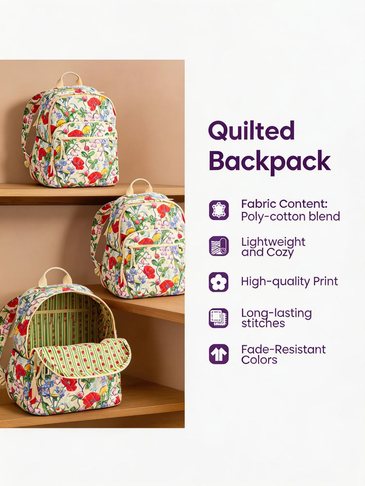 Cute Sheep Quilted Backpack