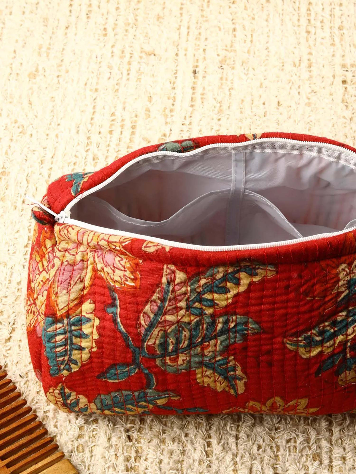 Meadow Chicken Cotton Quilted Cosmetic Bag