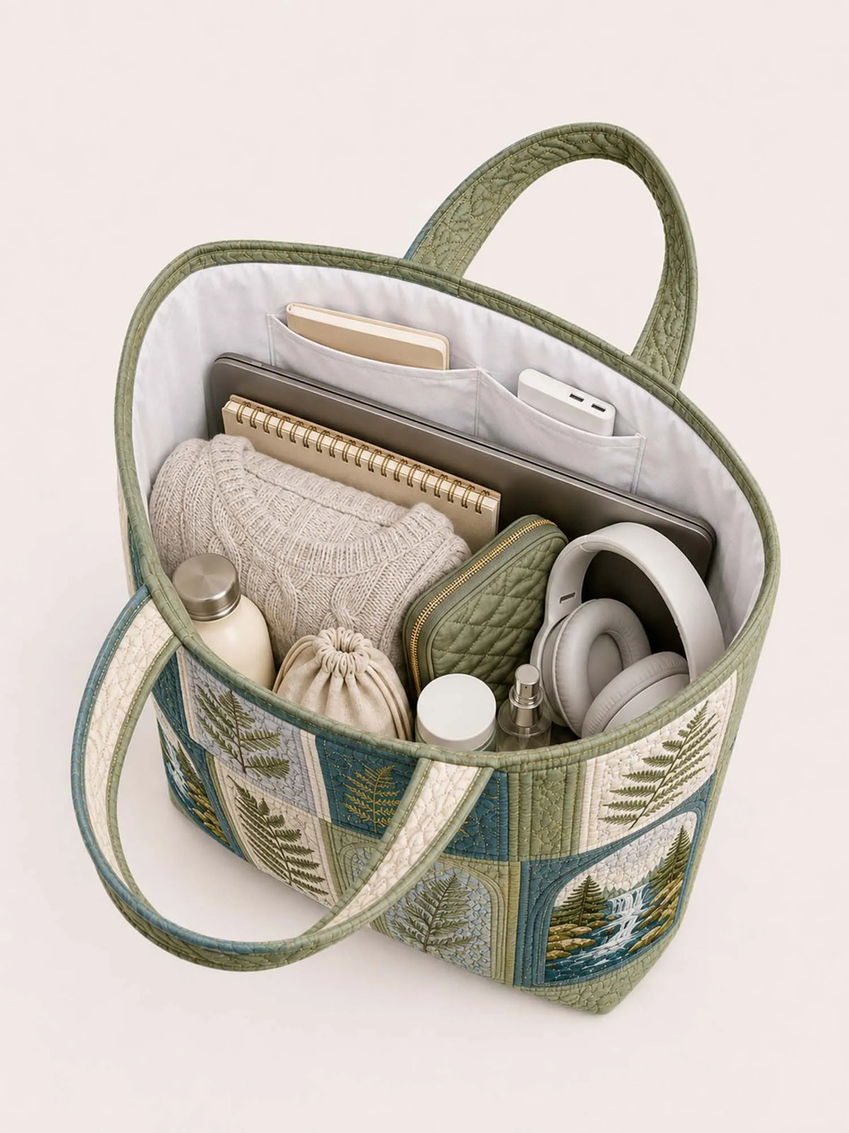 Pacific Northwest Forest  Quilted Tote Bag