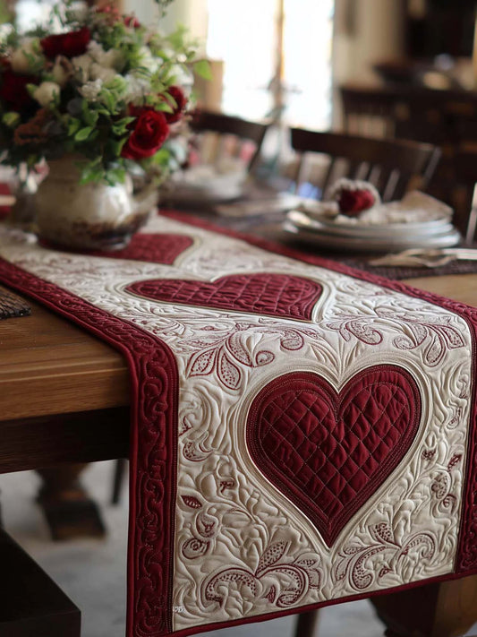 Crimson Heartloom Quilted Table Runner
